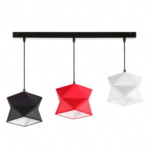 Lampa wisząca potrójna Quasar designerska lampa sufitowa do salonu z kolorowymi abażurami i czarną metalową podstawą