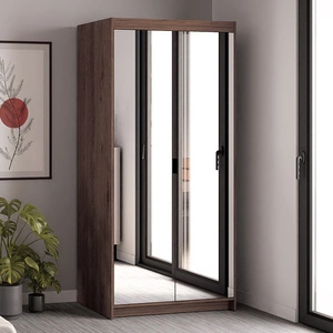 Szafa Rene 90 cm dąb lefkas stylowy design prosta forma idealna szafa z lustrem do sypialni lub przedpokoju obrzeża wykończone ABS