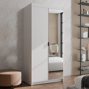 Szafa z lustrem Rene 90 cm biała klasyczny design prosta forma idealna szafa do sypialni lub przedpokoju obrzeża wykończone ABS