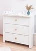Komoda z przewijakiem Heart 85 cm biała funkcjonalny mebel do pokoju niemowlęcego możliwość demontażu przewijaka pojemne szuflady