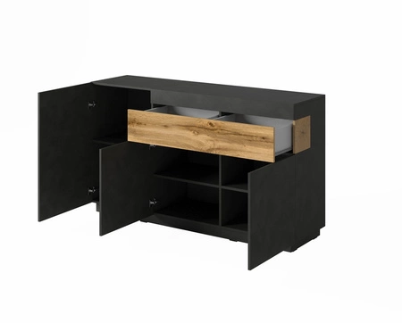 Komoda z szufladami Silke 150 cm matera / dąb wotan designerska komoda bezuchwytowy system otwierania drzwi i szuflad