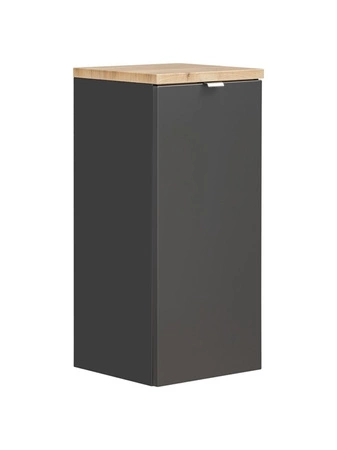 Zestaw mebli łazienkowych Capri czarny / dąb craft złoty funkcjonalne szafki łazienkowe z metalowymi uchwytami krawędziowymi