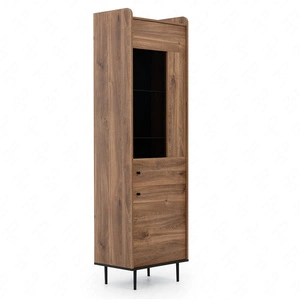 Witryna Apallo 60 cm dąb brandy castello oryginalny design bryła osadzona na metalowych nogach elementy z bezpiecznego szkła hartowanego