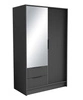Szafa z lustrem Norel 102 cm grafitowa stylowa szafa o nowoczesnym designie z ryflowanymi frontami i pojemnymi szufladami
