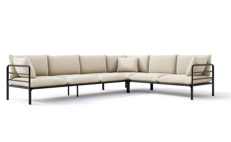 Narożnik ogrodowy Wenecja grafit / beżowy elegancki design narożnik z poduszkami solidna metalowa konstrukcja odporna tkanina