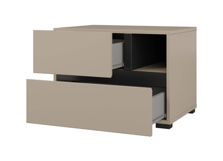 Szafka nocna Cross ciemny beżowy szafka z szufladami do sypialni nowoczesny design prosta forma pojemne szuflady