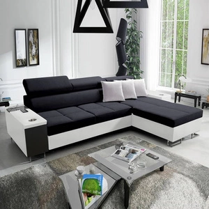 Narożnik z funkcją spania Dafni czarno biały prawostronny pleciony komfort i funkcjonalność podczas codziennego wypoczynku