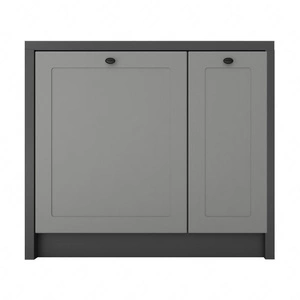 Wyspa kuchenna Adele 97 cm szary grafit / szary funkcjonalny mebel kuchenny z szafkami odporny na działanie wilgoci metalowe uchwyty