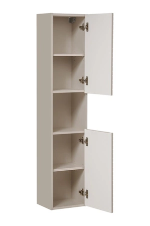 Zestaw mebli łazienkowych Viva beżowy / biały elegancki design subtelna kolorystyka podkreślona frezowaniem w kształcie jodełki