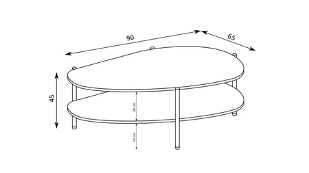 Stolik kawowy Malumi czarny designerski stolik oryginalna forma o zaokrąglonych krawędziach dwupoziomowa konstrukcja