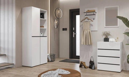 Zestaw mebli do przedpokoju Cross biały nowoczesny design funkcjonalna oraz praktyczna garderoba do przedpokoju