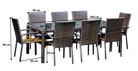 Zestaw mebli ogrodowych Sottile szary duży zestaw mebli technorattanowych wygodna konstrukcja doskonała ozdoba każdego ogrodu