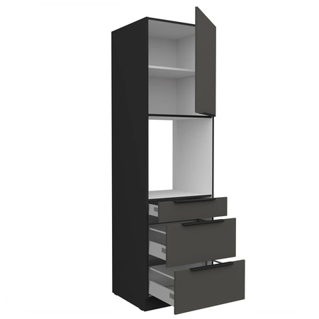 Słupek kuchenny Aversa Bl 60 DPS-210 3S 1F szafka z szufladami do zabudowy piekarnika fronty wykonane w technologii anti fingerprint