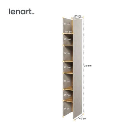 Regał Teen Flex 27 cm silk flou / hikora naturalna wąski regał na książki idealny do aranżacji pokoju nastolatka lub biura