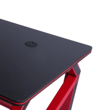 Biurko gamingowe Frag czarny / czerwony funkcjonalne i ergonomiczne biurko minimalistyczny design mebla wsparty na stabilnej konstrukcji