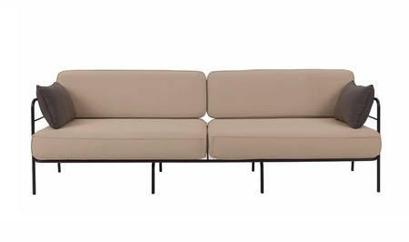 Sofa ogrodowa Teneryfa czarny / jasny beż / brązowy designerska sofa 3 osobowa doskonała na taras lub do ogrodowej strefy wypoczynku