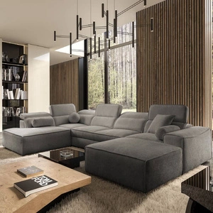 Narożnik z funkcją spania Viano VI szary prawostronny designerski narożnik do nowoczesnych aranżacji dwa pojemniki na pościel