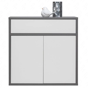 Komoda z szufladą Yugo 90 cm w kolorze popiel / biały połysk nowoczesny oraz funkcjonalny mebel do salonu pokoju młodzieżowego lub biura