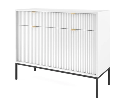 Komoda z szufladami Lovro 104 cm biała nowoczesny design zachwyci miłośników wyrazistych wnętrz