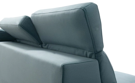 Sofa z funkcją spania Kelly ciemny beżowy stylowa sofa do salonu o prostym designie regulowane zagłówki welurowa tkanina