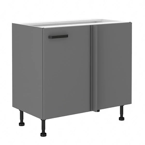 Szafka kuchenna narożna dostawiana Verdi 105 ND 1F BB prawa szafka odporna na działanie wilgoci i uszkodzenia czarny metalowy uchwyt