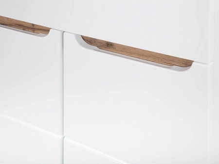 Szafka pod umywalkę Bali 80 cm biały połysk / dąb wotan nowoczesna szafka do łazienki osadzona na stabilnych nogach oryginalny design