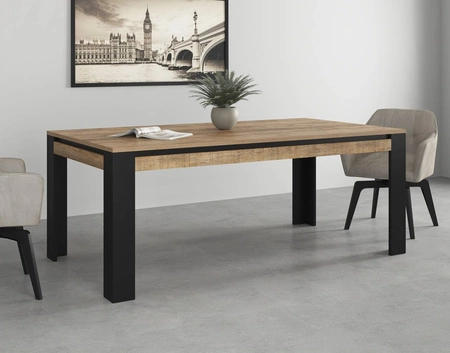 Stół Tudor 100x195 cm dąb samdal / czarny stylowy design stabilna konstrukcja świetna propozycja do salonu jadalni i pokoju dziennego