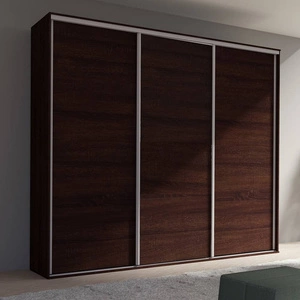Szafa przesuwna Grande 277 cm dąb sonoma czekolada pojemna szafa w nowoczesnej formie wyposażona w aluminiowe prowadnice drzwi