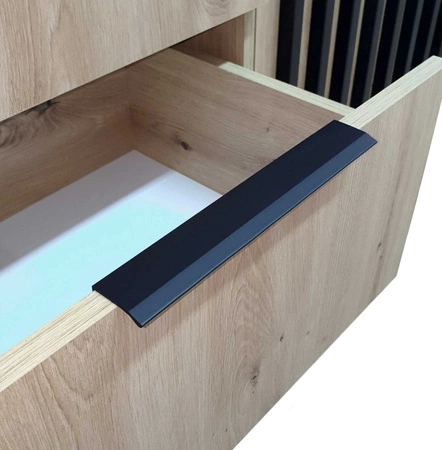 Szafa z lustrem Aspen 105 cm dąb artisan / czarne lamele nowoczesny design mebla drzwi szafy ozdobione lamelami