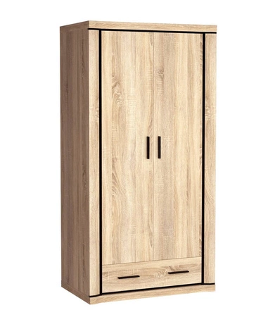 Szafa Dallas 97 cm dąb sonoma / czarny elegancka stylistyka mebla wzbogacona o stylowe czarne dodatki szafa z szufladą