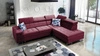 Narożnik z funkcją spania Hampton VII bordowy prawostronny narożnik do pokoju wykonany z aksamitnej tkaniny o gładkiej powierzchni