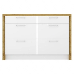 Wyspa kuchenna z szufladami Vita 127 cm dąb artisan / biały połysk stylowy i funkcjonalny element wyposażenia przestronnej kuchni