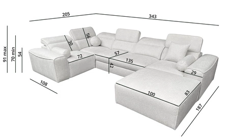 Narożnik z funkcją spania Viano IV jasny brąz prawostronny designerski narożnik idealnie wpisujący się w nowoczesne aranżacje