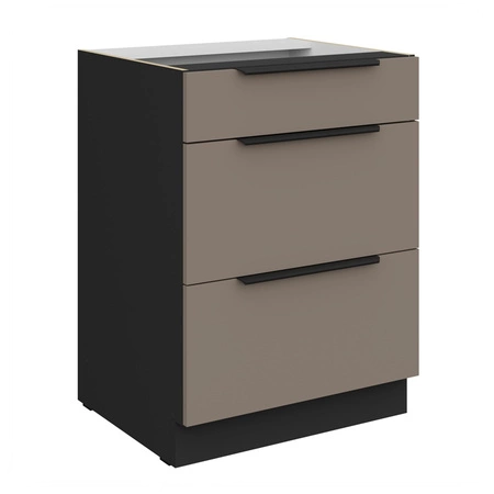 Szafka kuchenna stojąca z szufladami Fiuggi Bl 60 D 3S BB odporna na uszkodzenia wykończenie frontów w technologii anti fingerprint