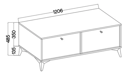 Szafka RTV Kioto I 121 cm beżowa elegancka szafka z drzwiami otwieranymi do dołu stonowana kolorystyka złote dodatki