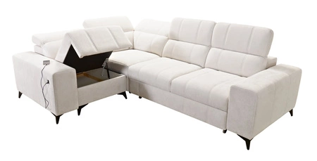 Narożnik z funkcją spania Penejos II beżowy lewostronny komfort podczas codziennego wypoczynku narożnik z pojemnikiem na pościel