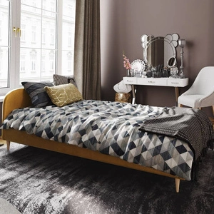 Łóżko tapicerowane Ivrea 90x200 musztardowe z zagłówkiem w nowoczesnym stylu idealne do pokoju młodzieżowego lub małej sypialni