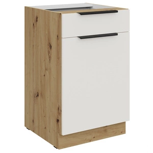 Szafka kuchenna stojąca z szufladą i półką Corato Ar 50 D 1F 1S BB fronty szafki kuchennej wykończone w technologii anti fingerprint