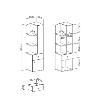 Zestaw mebli Dzeta dąb / antracyt idealna propozycja do pokoju młodzieżowego lub dziecięcego w modnym stylu