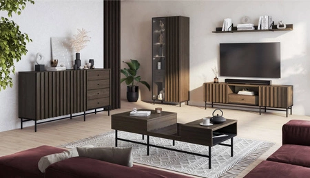 Szafka RTV Piemonte 165 cm jesion portland / czarny nowoczesny design i wysoka jakość wykonania szafka osadzona na metalowej podstawie