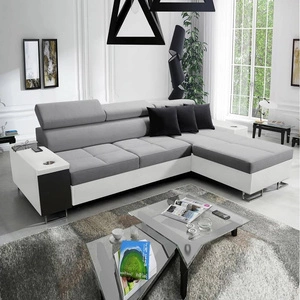 Narożnik z funkcją spania Dafni szaro biały prawostronny pleciony komfort i funkcjonalność podczas codziennego wypoczynku