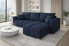 Narożnik z funkcją spania Linco granatowy uniwersalny nowoczesny narożnik do salonu strukturalna tkanina o ciekawej powierzchni