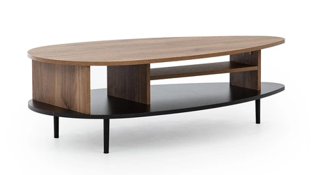 Stolik kawowy Apallo dąb brandy castello charakterystyczny design stolik osadzony na metalowej podstawie blat odporny na rozlanie cieczy