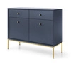 Komoda z szufladami Mono 104 cm granatowa minimalistyczny design stylowy uchwyt prosta forma wzbogacona o metalowe złote elementy