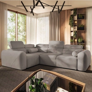 Narożnik z funkcją spania Cantare II szary popiel lewostronny komfortowy narożnik do salonu o stylowym charakterze miękka tkanina