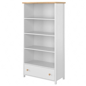 Regał Story 85 cm biały / dąb nash oryginalna bryła w stonowanej kolorystyce doskonały regał do pokoju młodzieżowego pojemna szuflada