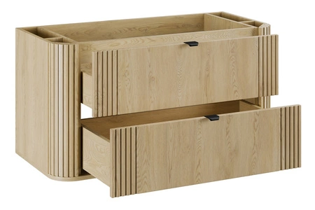 Szafka pod umywalkę Ovalia Cremona 100 cm dąb cremona elegancka szafka do łazienki o zaoblonym kształcie wyraziste pionowe ryflowania