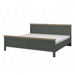 Łóżko Evora 160x200 cm butelkowa zieleń / dąb lefkas stylowy design wyrazista kolorystyka łóżko do sypialni w stylu klasycznym