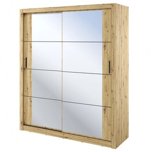 Szafa przesuwna z lustrem Arti 180 cm dąb artisan pojemna szafa do przedpokoju drzwi szafy wykończone lustrami w ciekawej konfiguracji