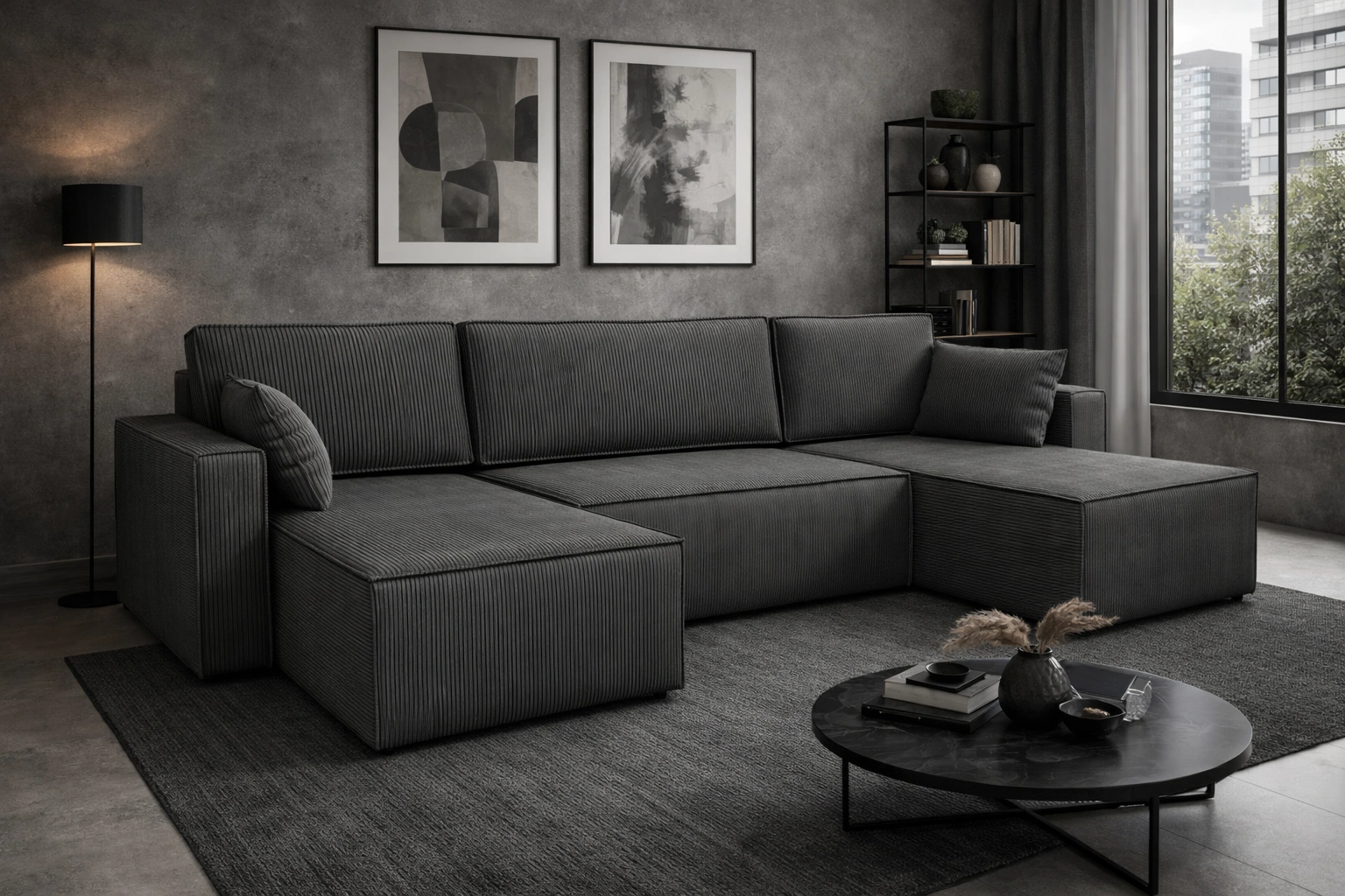 Narożnik z funkcją spania Rebenes U Narożniki do salonu Nowoczesne narożniki rozkładane do pokoju dziennego